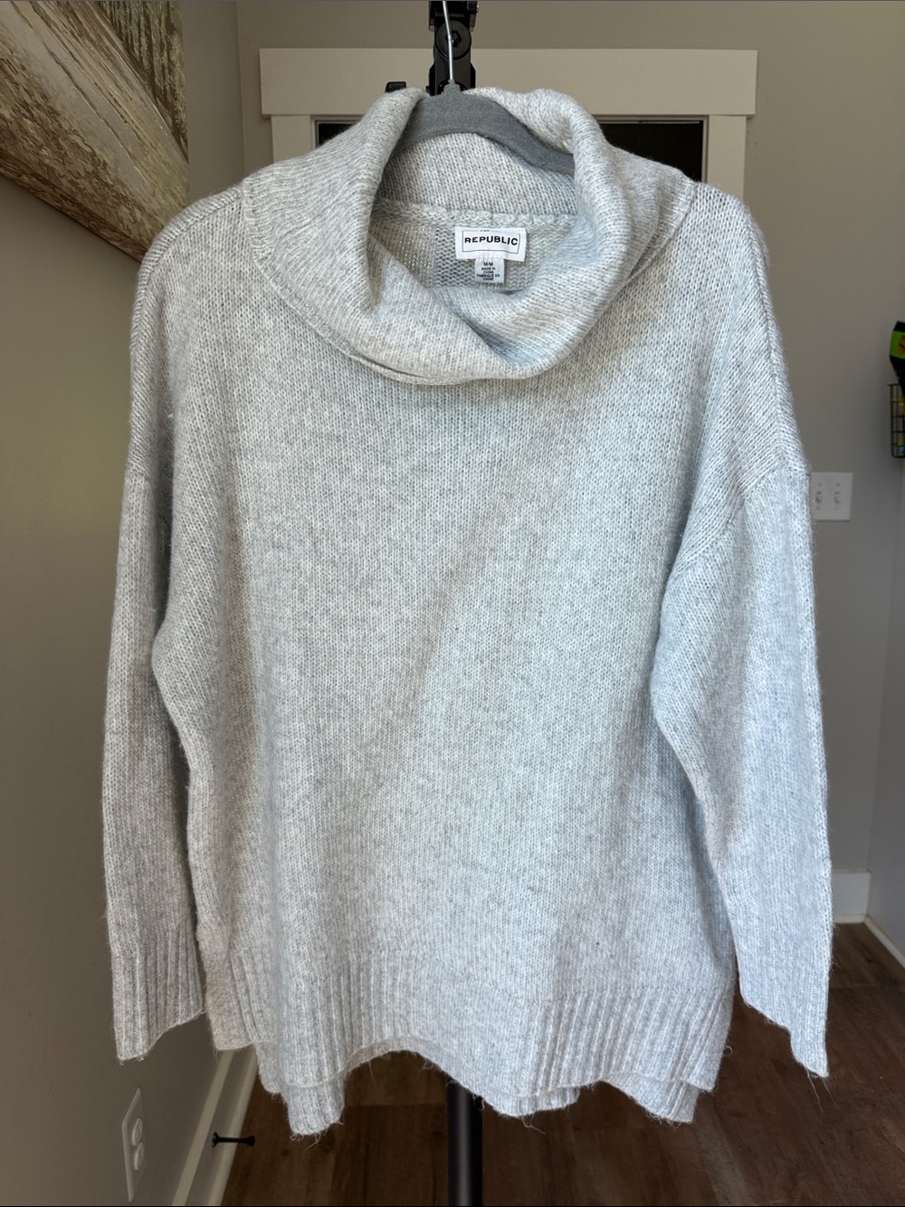 Republic Heather Light Gray Cowl Neck Sweater